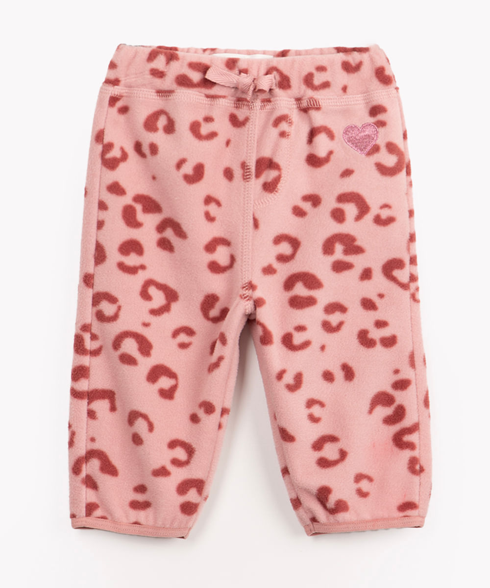 calça infantil polar animal print rosa