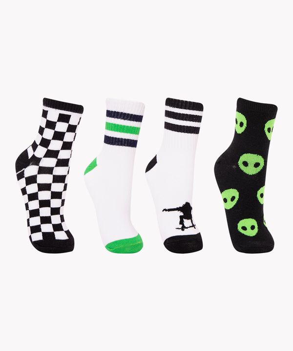 kit de 4 pares de meias infantis cano médio multicolor 34-37