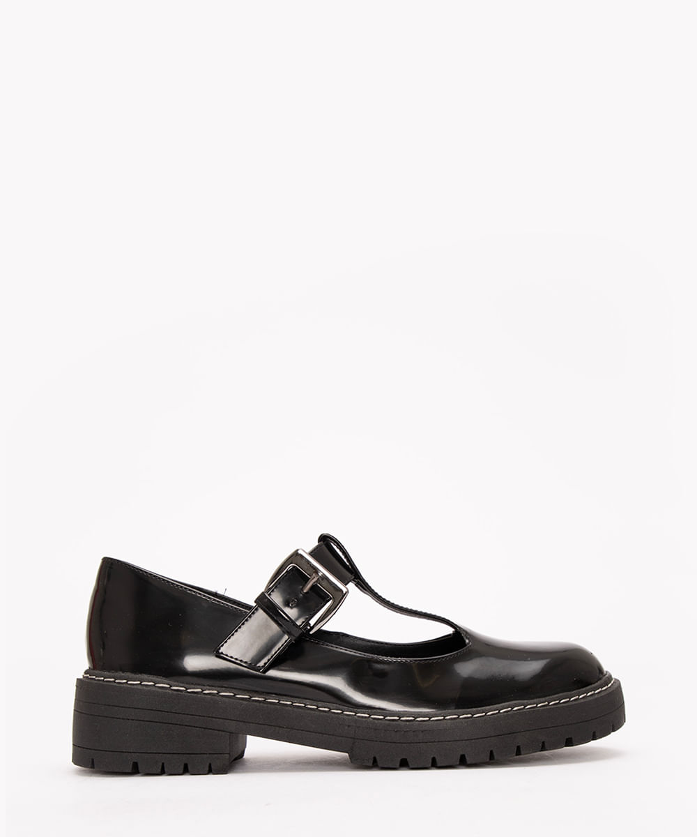 sapato oxford com fivela oneself preto