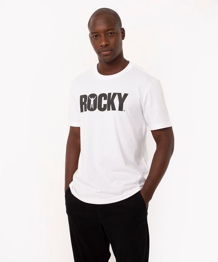 camiseta de algodão rocky balboa manga curta branca P