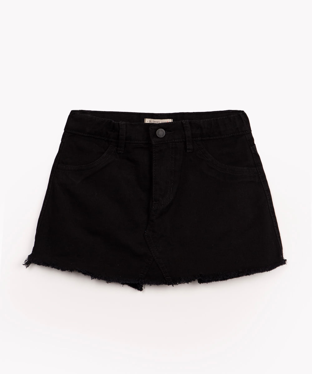 short saia infantil de sarja preto