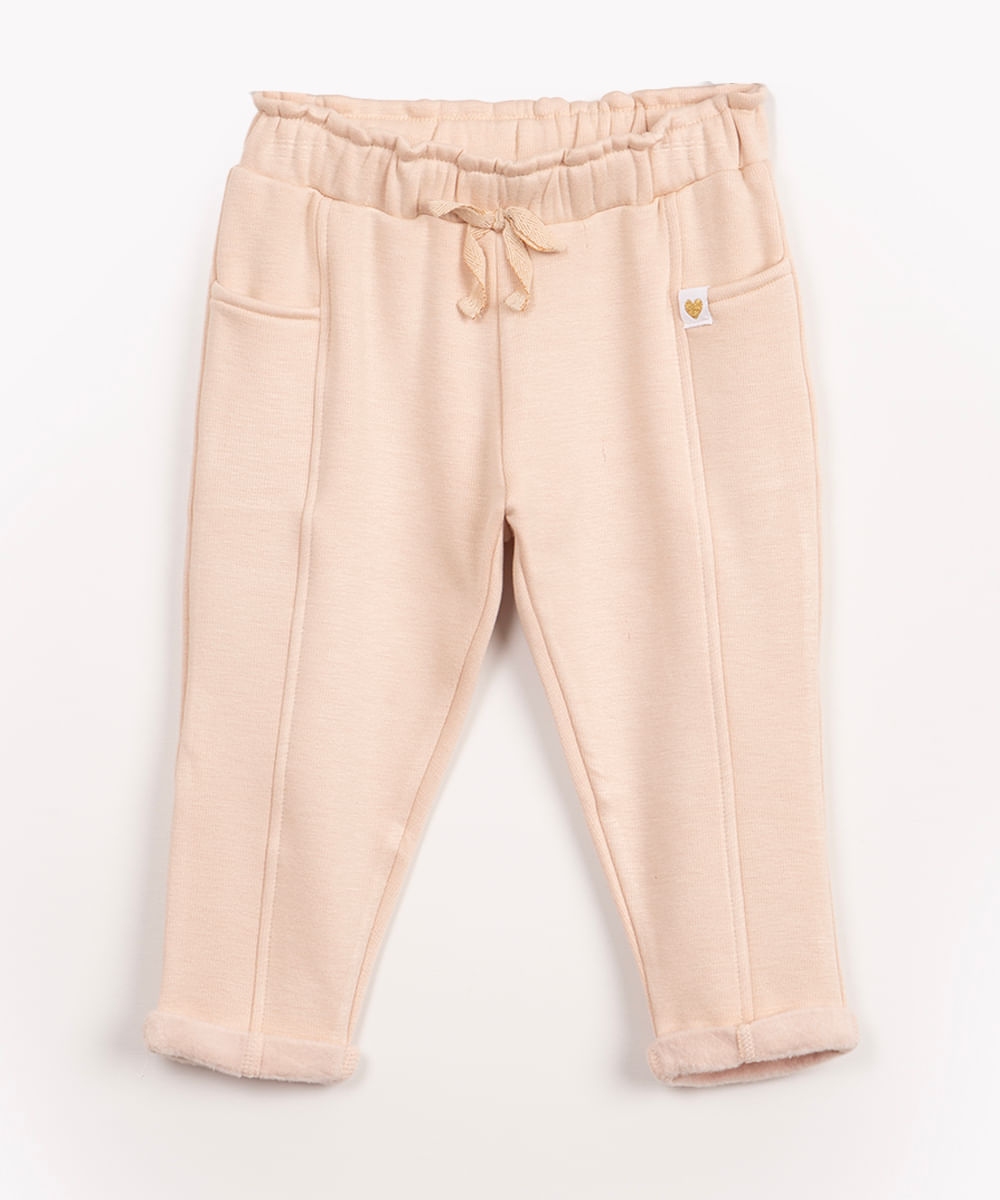 calça de moletom infantil clochard bege claro