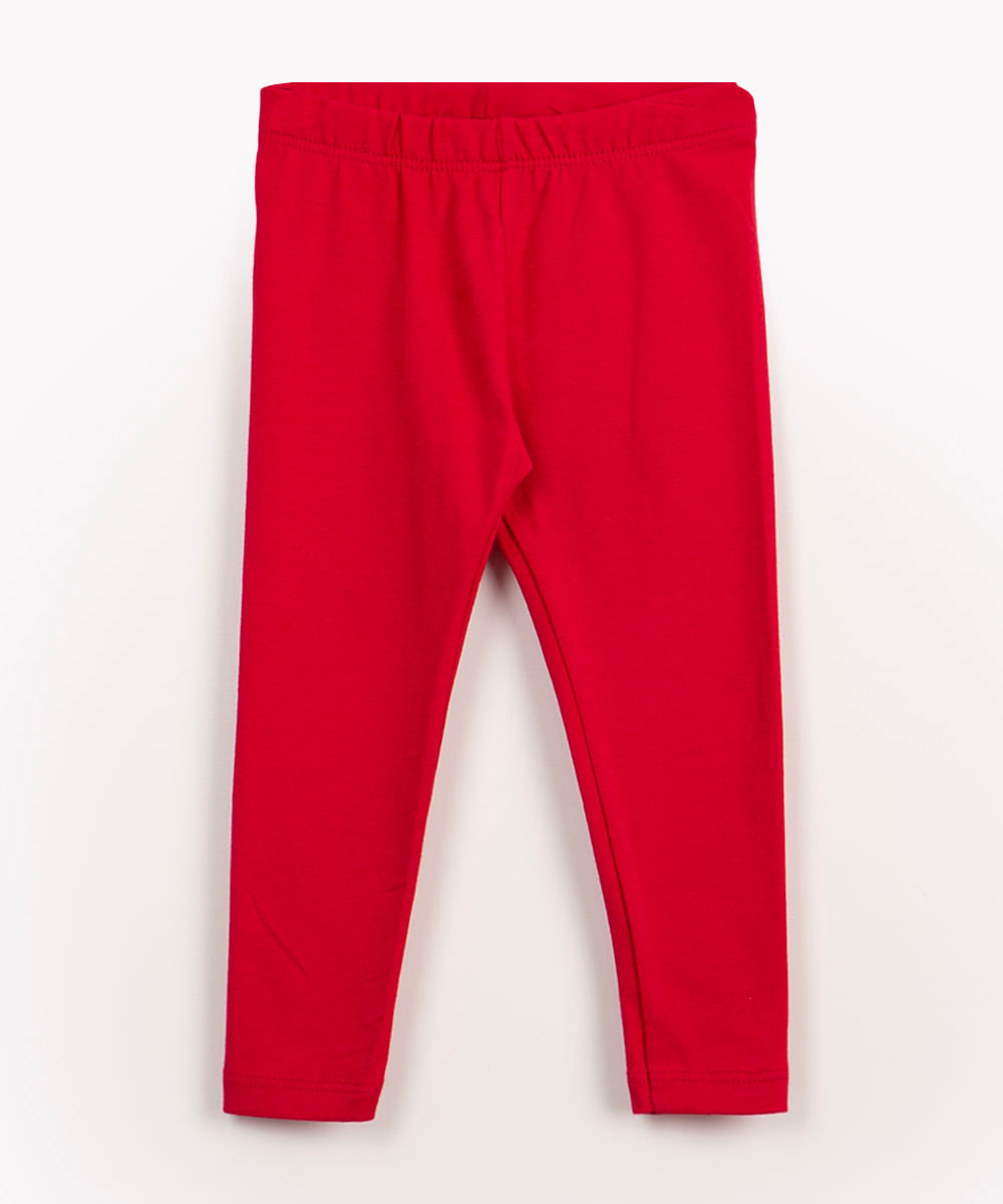 calça legging infantil básica vermelho vermelho