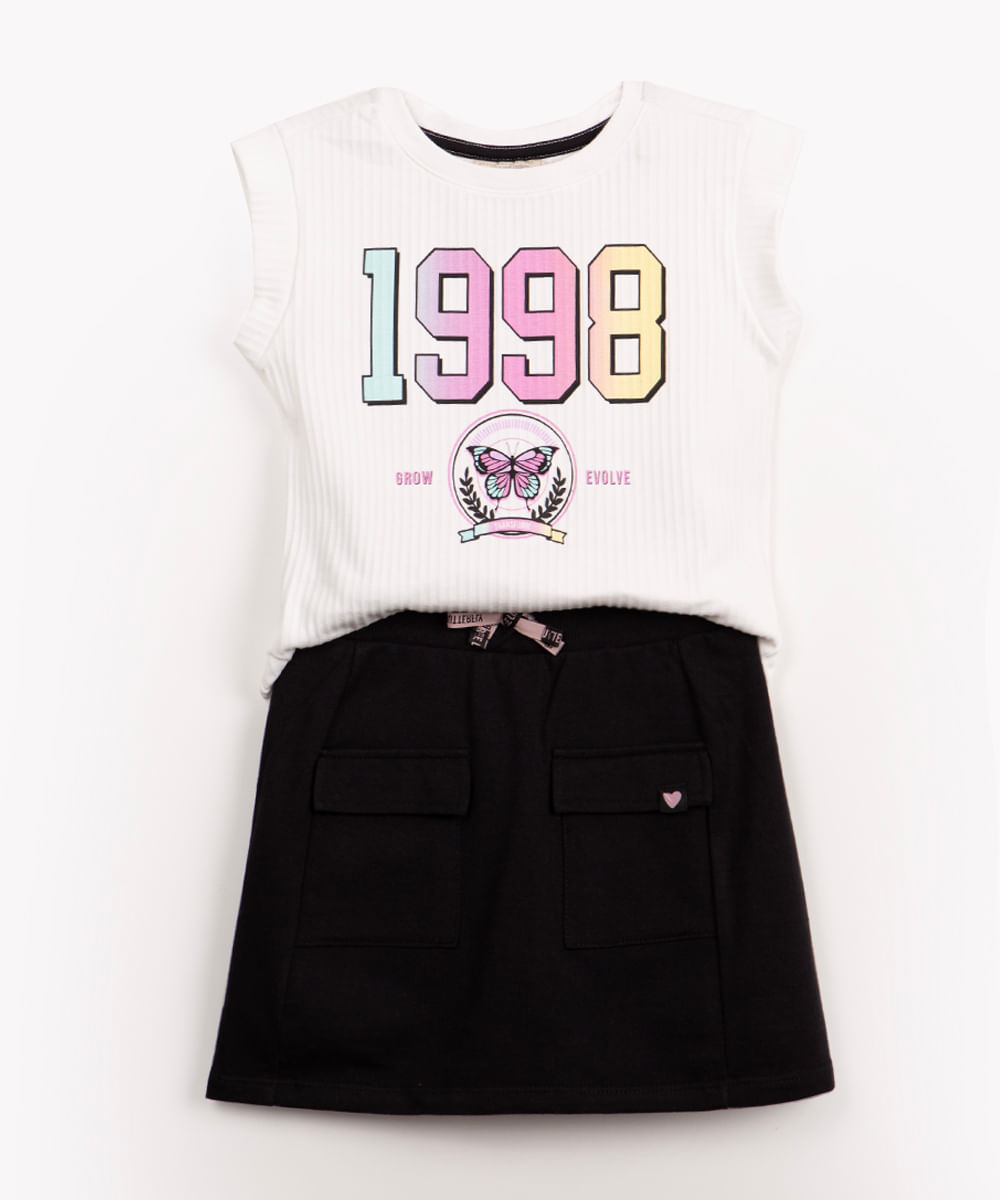 conjunto infantil blusa e short saia multicor