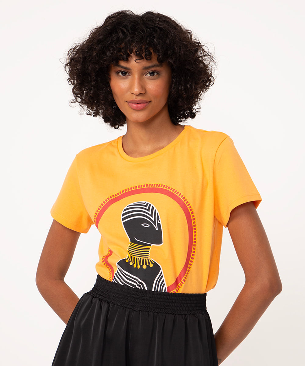 camiseta de algodão marvel laranja