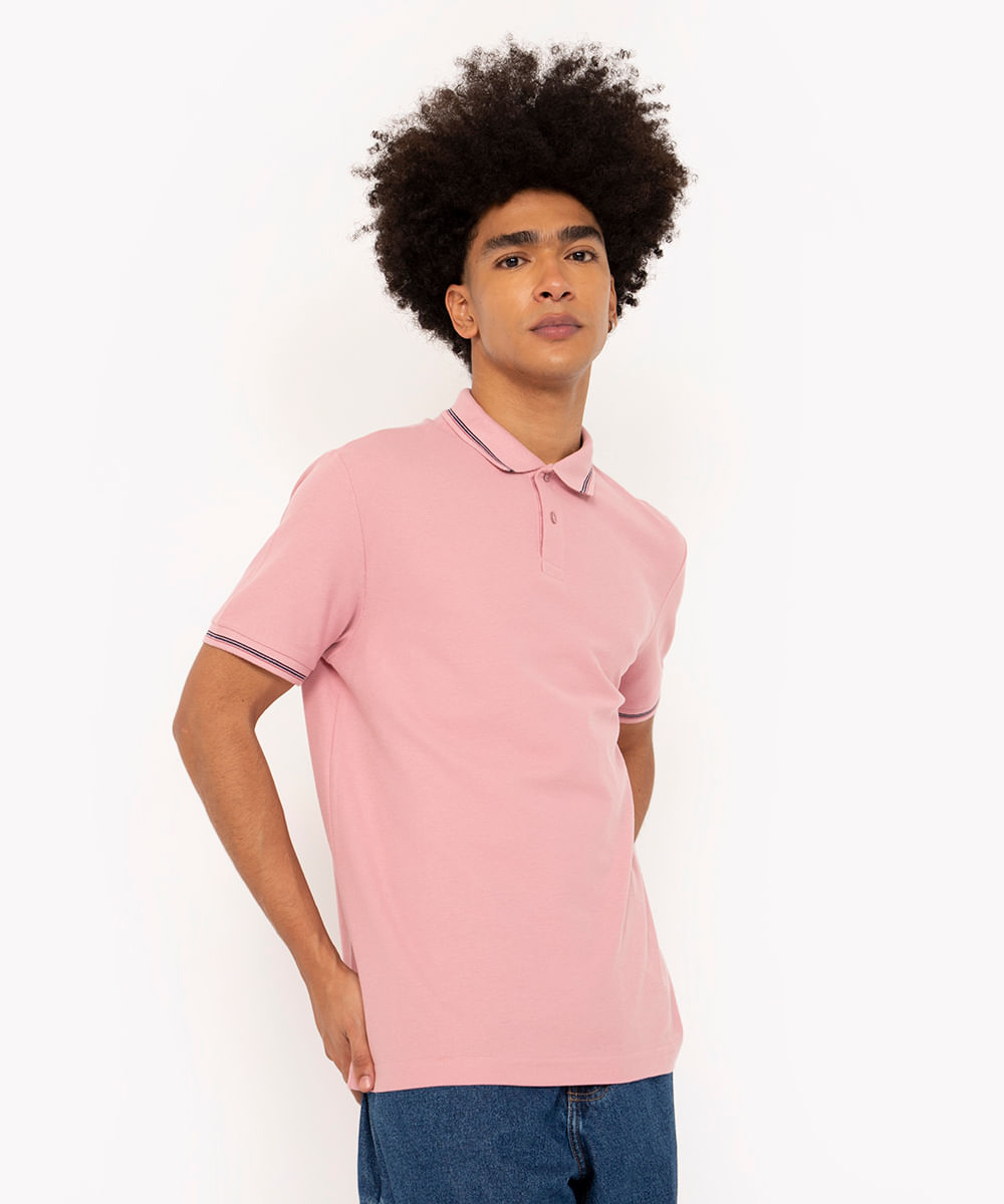 polo comfort básica de piquet rosa