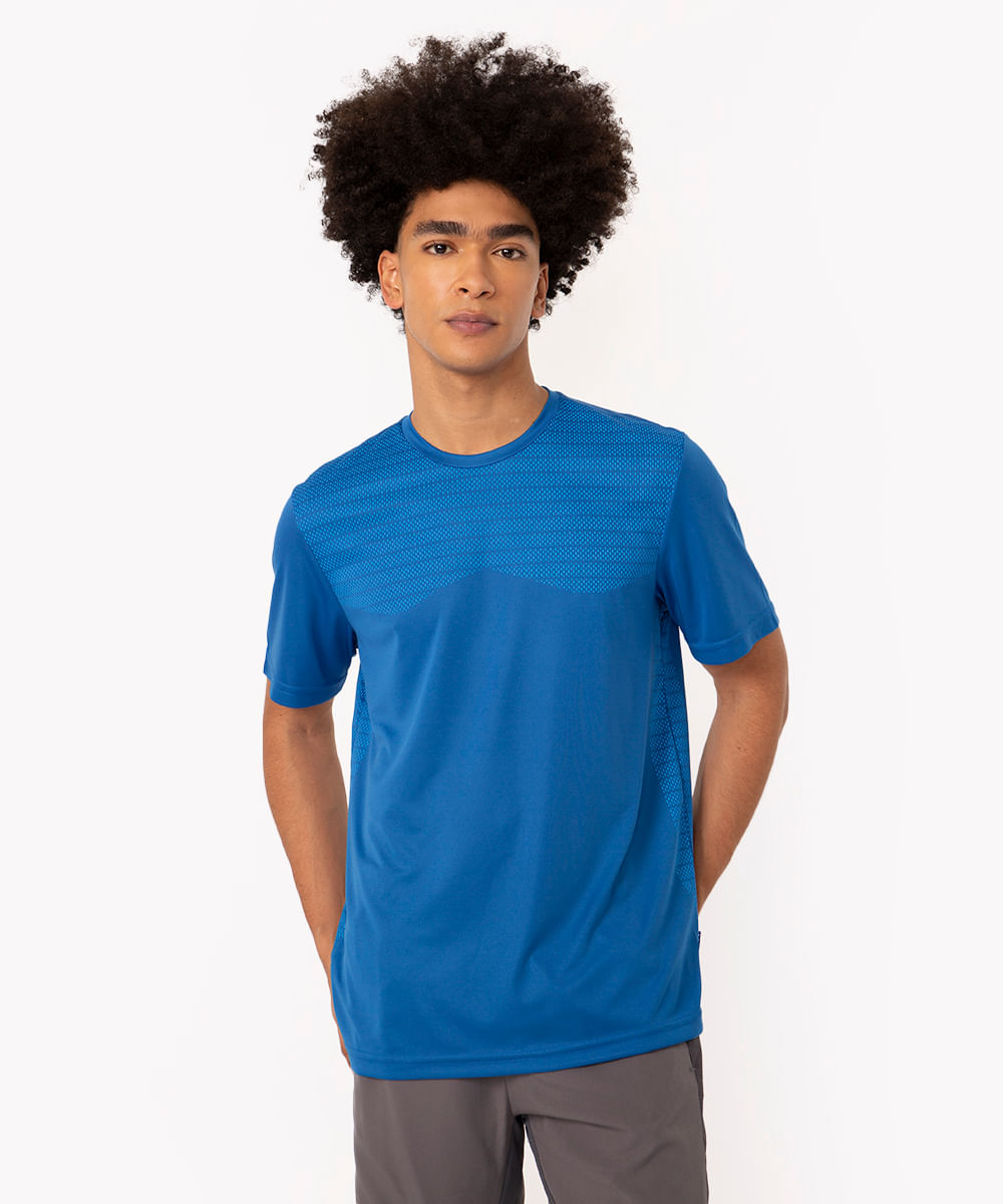 camiseta manga curta estampa esportivo ace azul