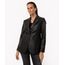 Blazer De Pu Manga Longa Preto