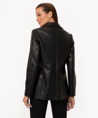 Blazer De Pu Manga Longa Preto