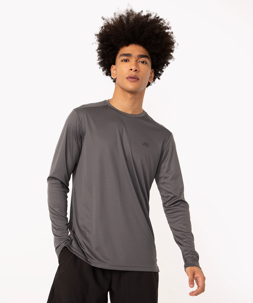 camiseta esportiva ace com proteção uv cinza