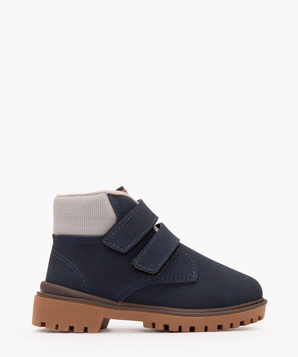 bota infantil com velcro molekinho azul marinho