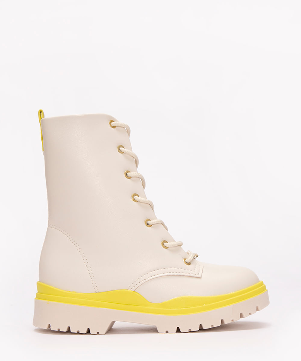 bota coturno infantil molekinha off white