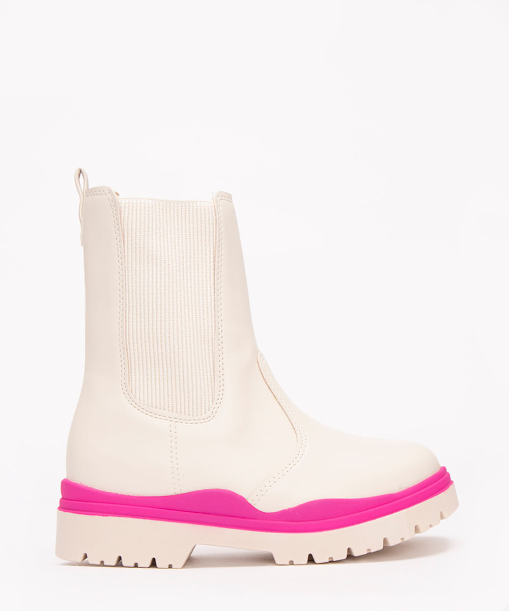 bota chelsea infantil molekinha off white