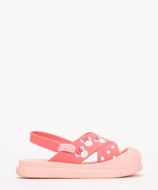 sandália infantil minnie com tiras grendene rosa claro 19