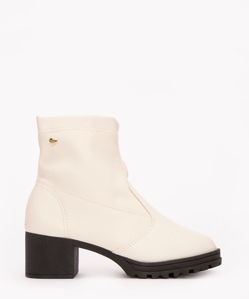 bota infantil de poliuretano com recorte molekinha off white