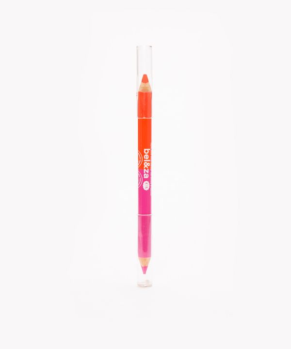 lápis bicolor delineador de olhos e lábios color block beleza cea laranja e rosa Único