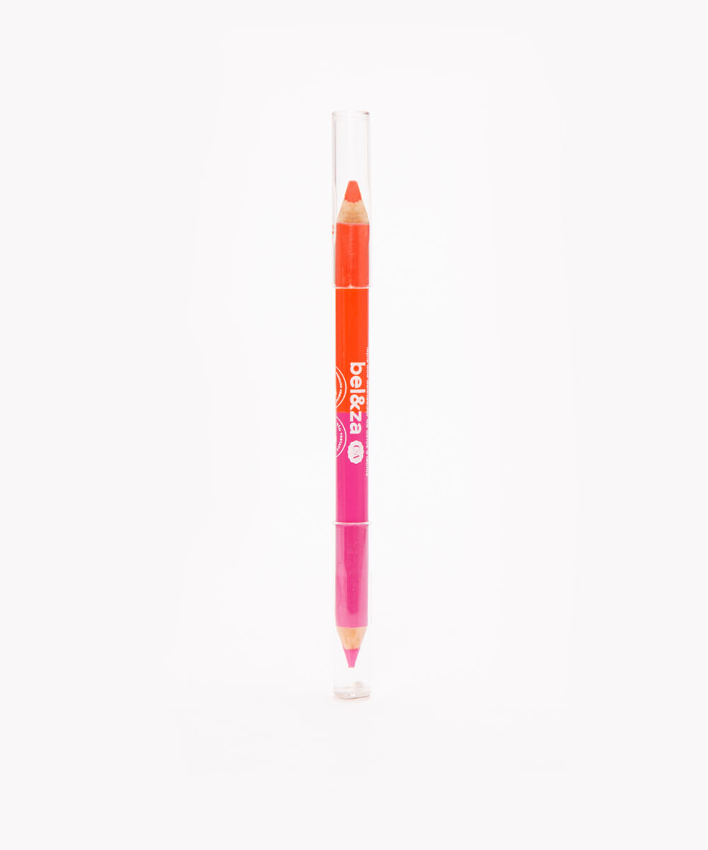 lápis bicolor delineador de olhos e lábios color block beleza cea laranja e rosa