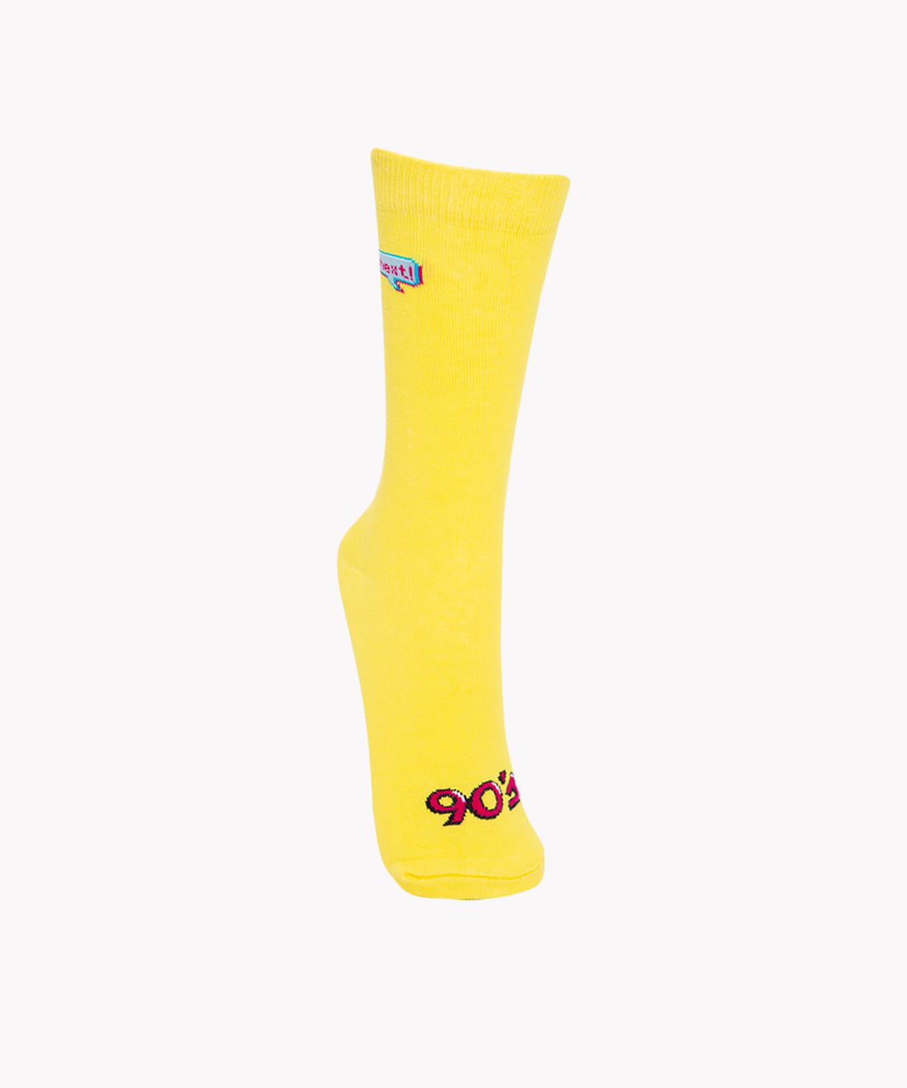 meia cano longo 90s vintage amarelo