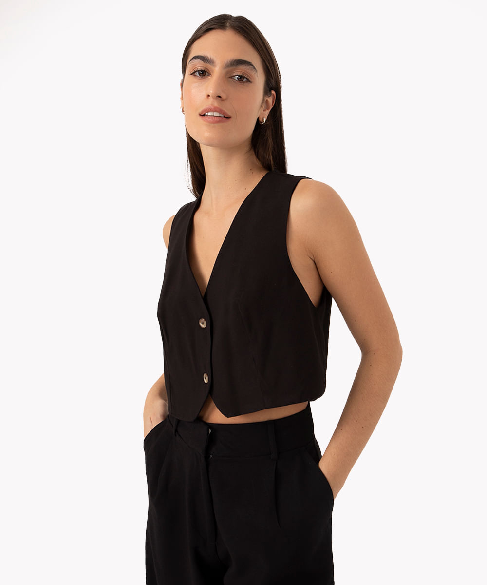 colete cropped alfaiataria preto