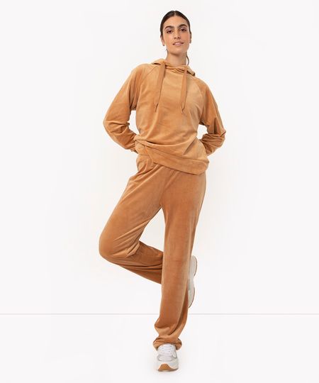 calça reta de plush esportiva ace marrom claro calça reta de plush esportiva ace marrom claro