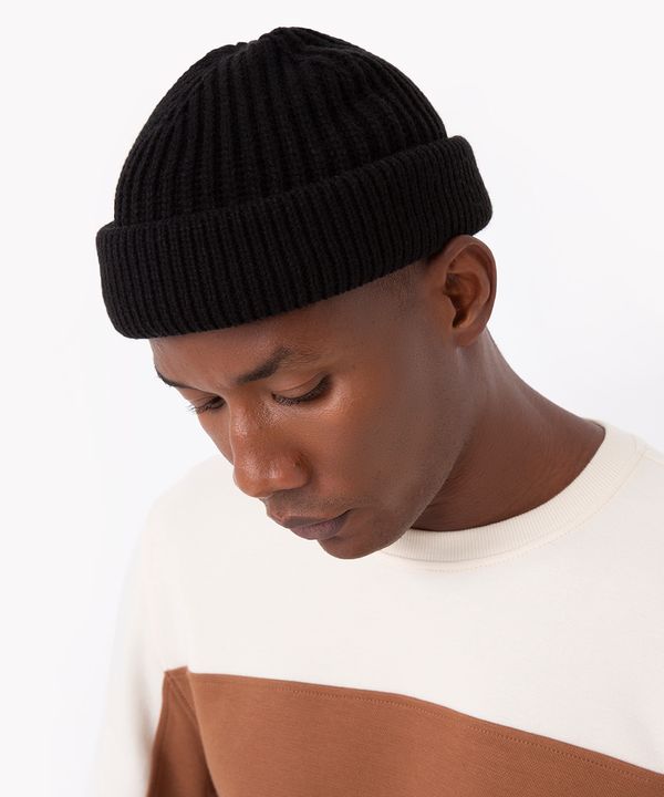 gorro de tricot canelado preto Único