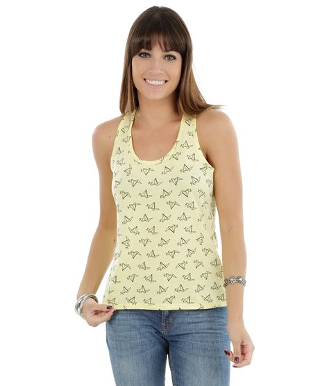 Regata-Estampada-de-Origami-Amarelo-Claro-8229108-Amarelo_Claro_1