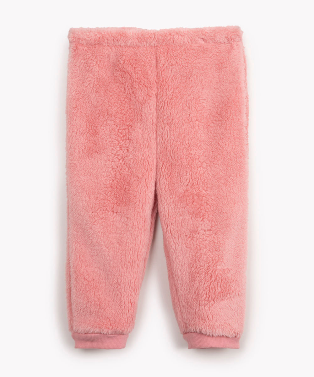 calça de pelúcia infantil rosa