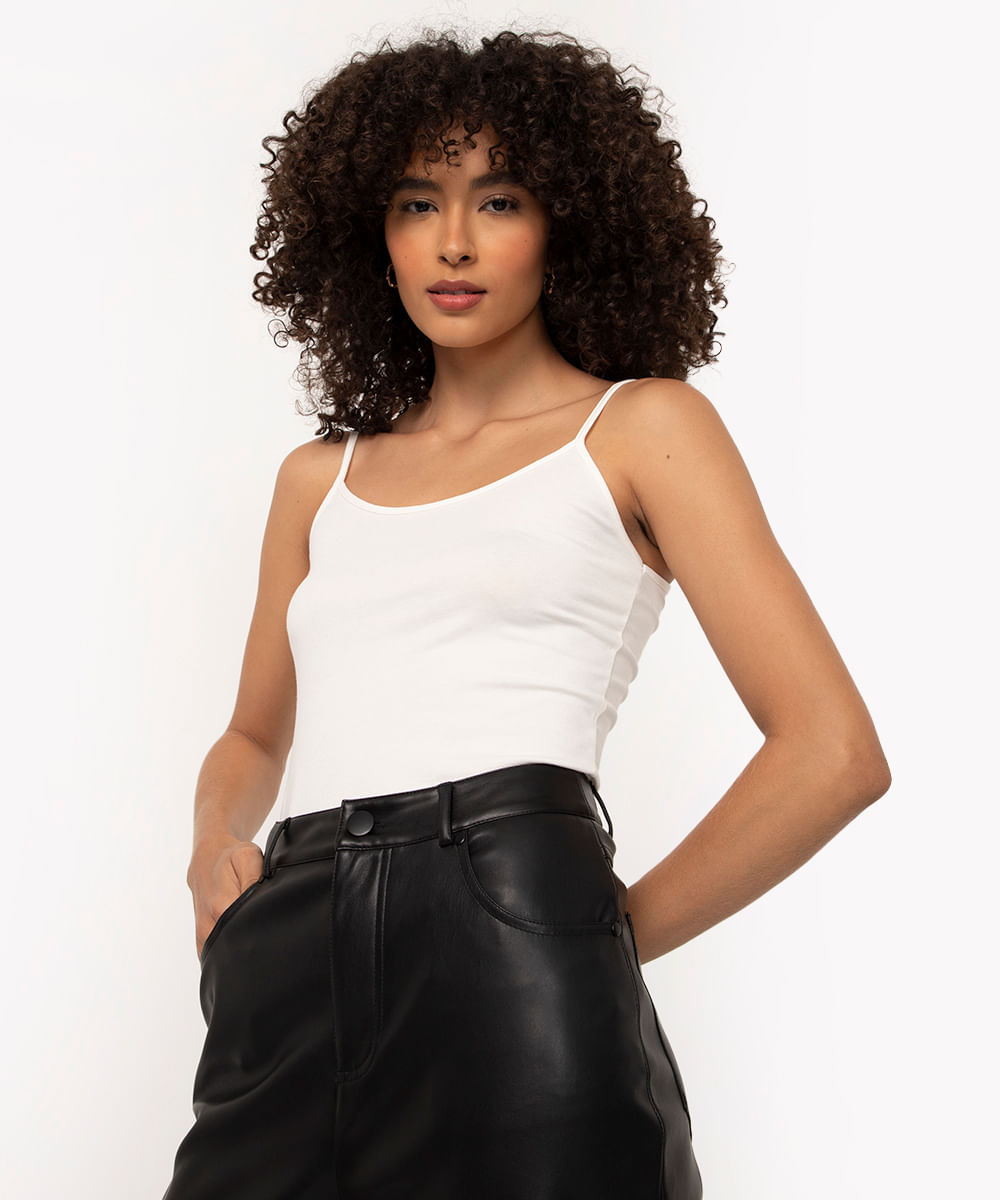 blusa de algodão peruano alça fina branca