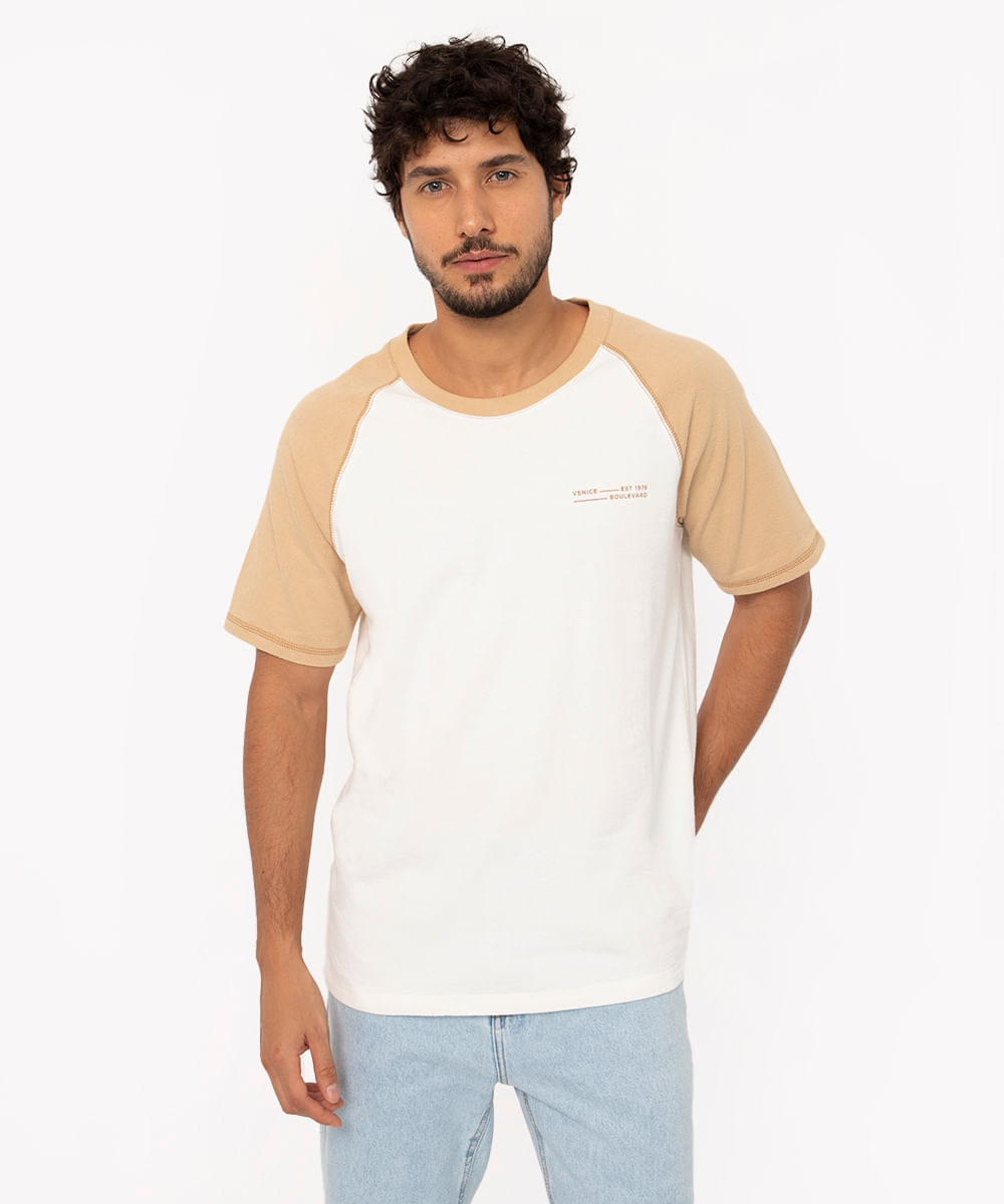 camiseta de algodão texturizada manga curta venice boulevard off white