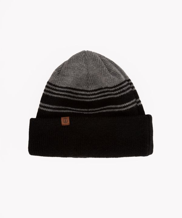 gorro de tricot listrado com dobra preto Único