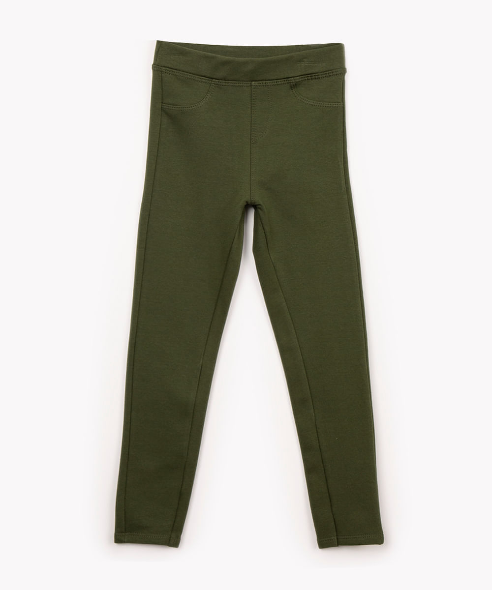 calça legging infantil verde militar