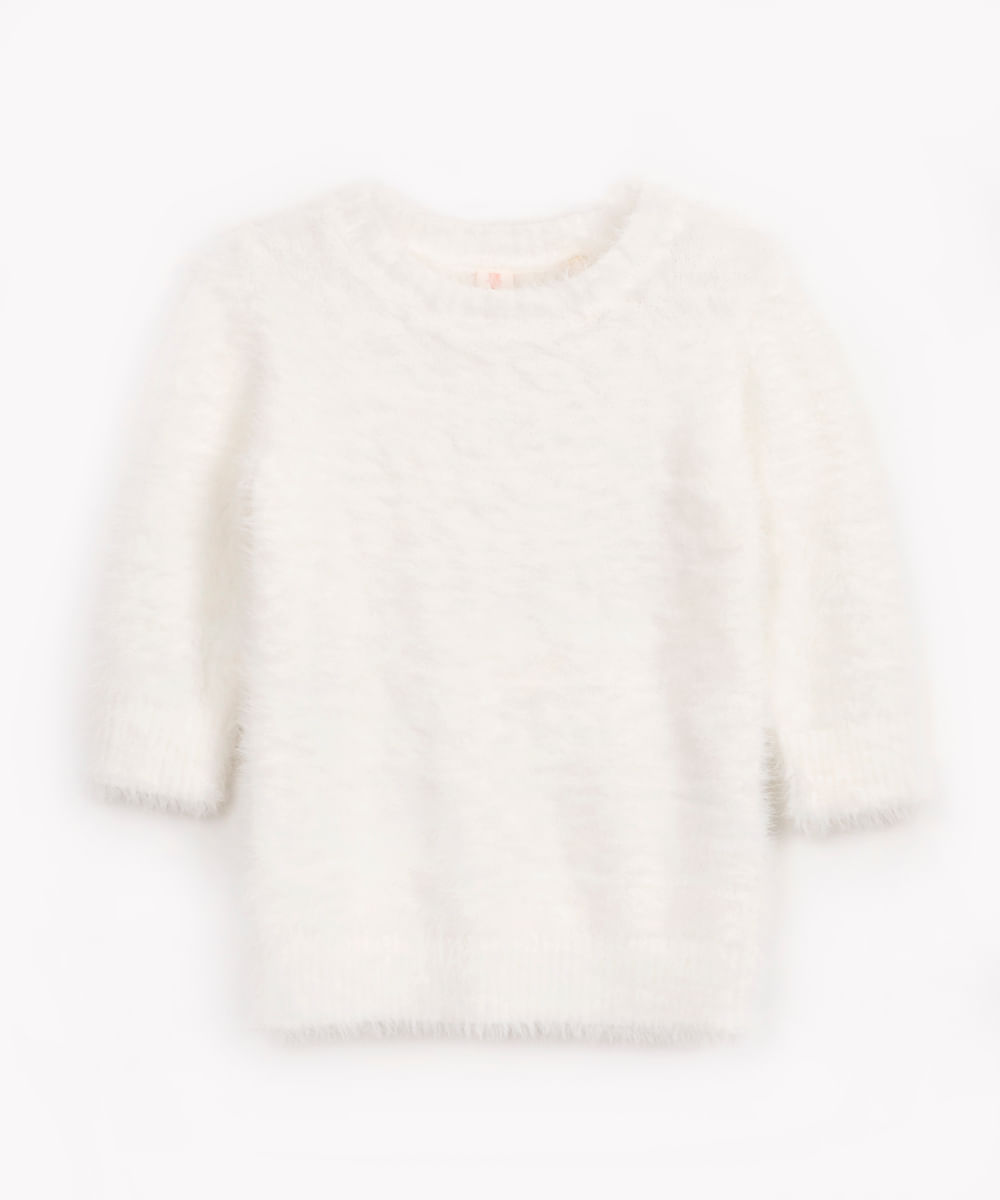 suéter de tricot infantil pelinho gola alta off white