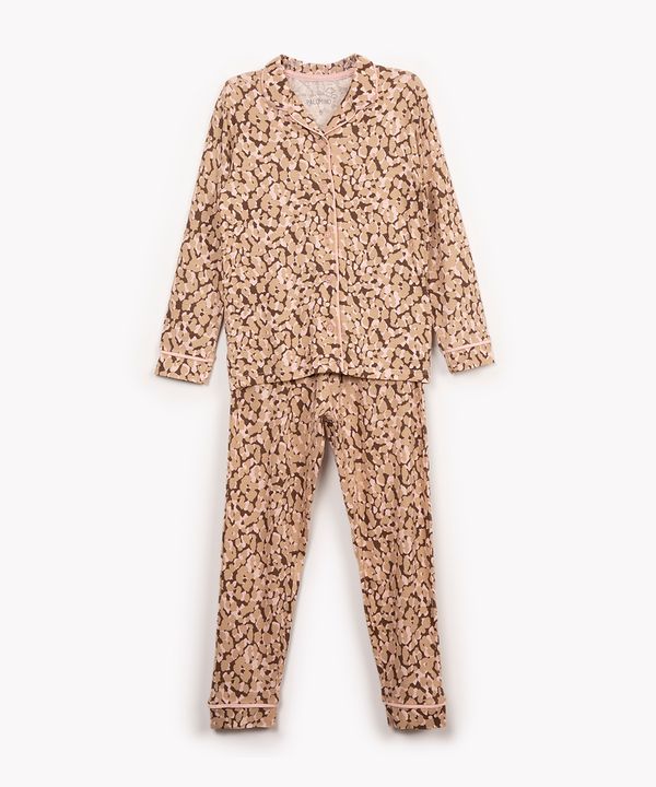 pijama de viscose infantil animal print manga longa rosa 6