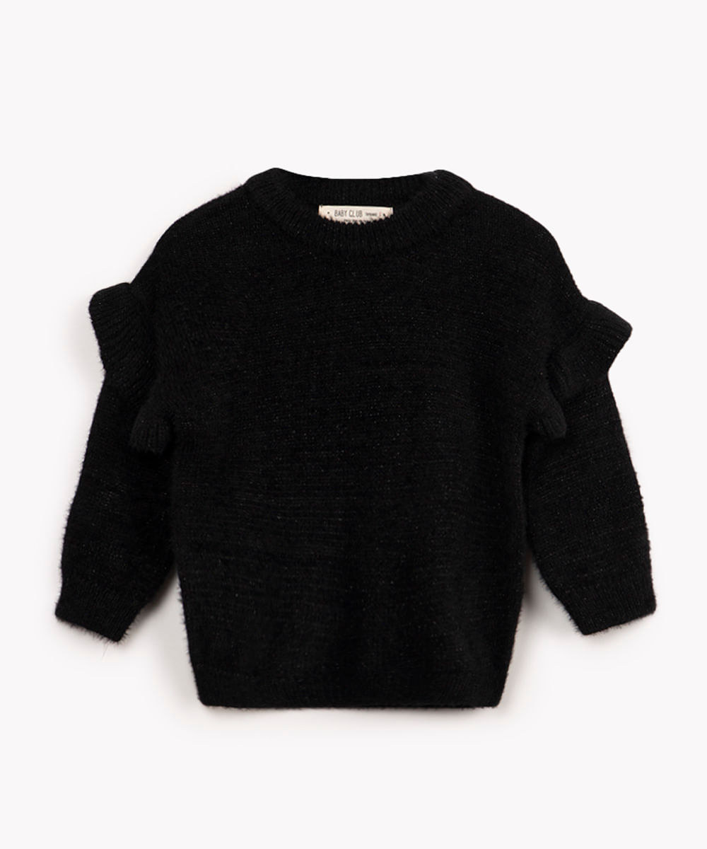 suéter de tricot infantil com brilho preto