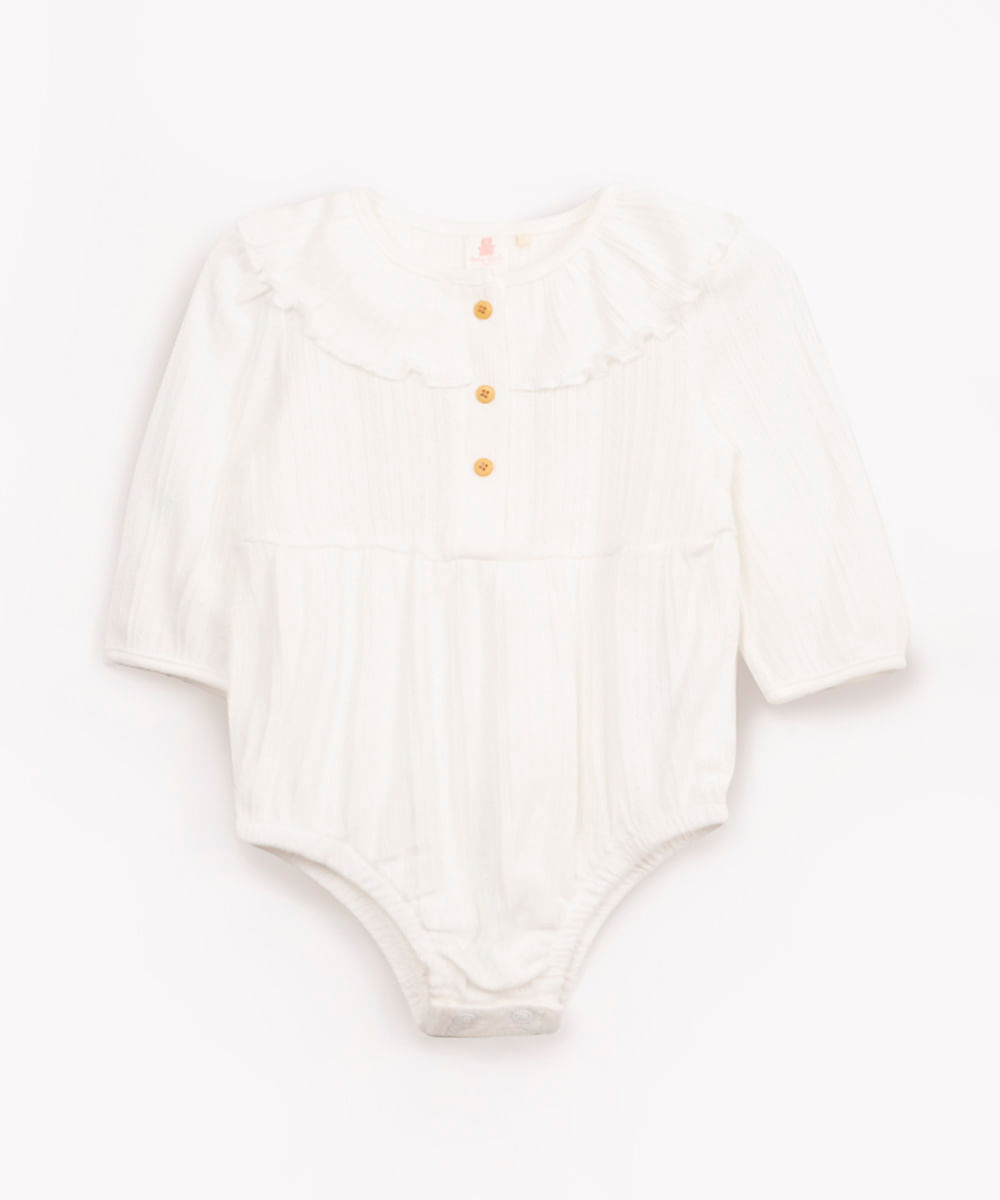 body infantil texturizado manga longa botões off white