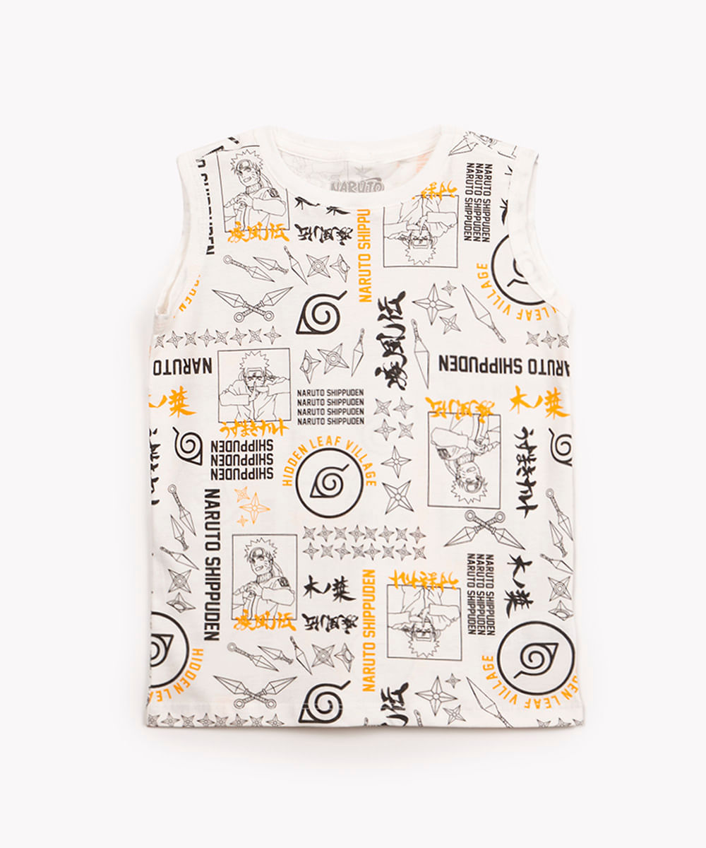 regata infantil de algodão naruto off white