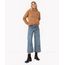 calça wide leg jeans cropped cintura alta azul escuro