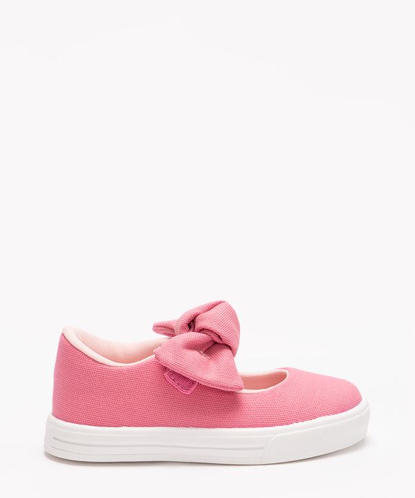 sapato infantil slip on laço rosa 26