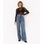 calça jeans wide leg slim cargo cintura alta azul médio