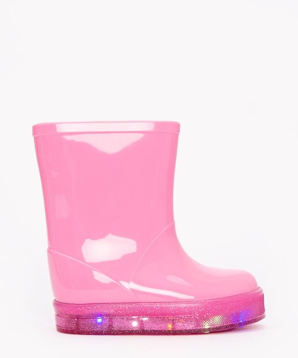 galocha infantil com glitter e led rosa 19-20