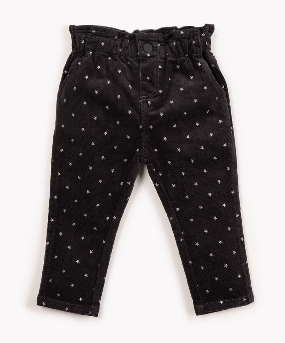 calça clochard infantil estrelas cinza escuro