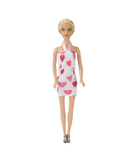 Barbie Roupas Vestido Rosa com Corações e Acessórios - Bumerang