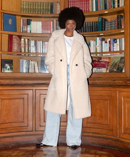 Casaco oversized ted pelúcia com bolsos mindset branco Único Casaco oversized ted pelúcia com bolsos mindset branco Único