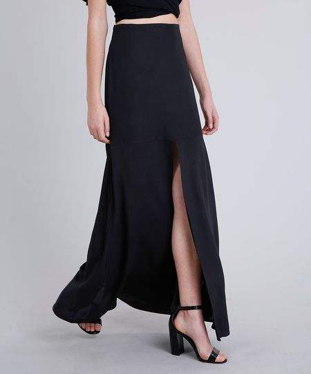 Saia-Longa-com-Fenda-e-Lace-Up-Preta-9282998-Preto_1 Saia-Longa-com-Fenda-e-Lace-Up-Preta-9282998-Preto_1