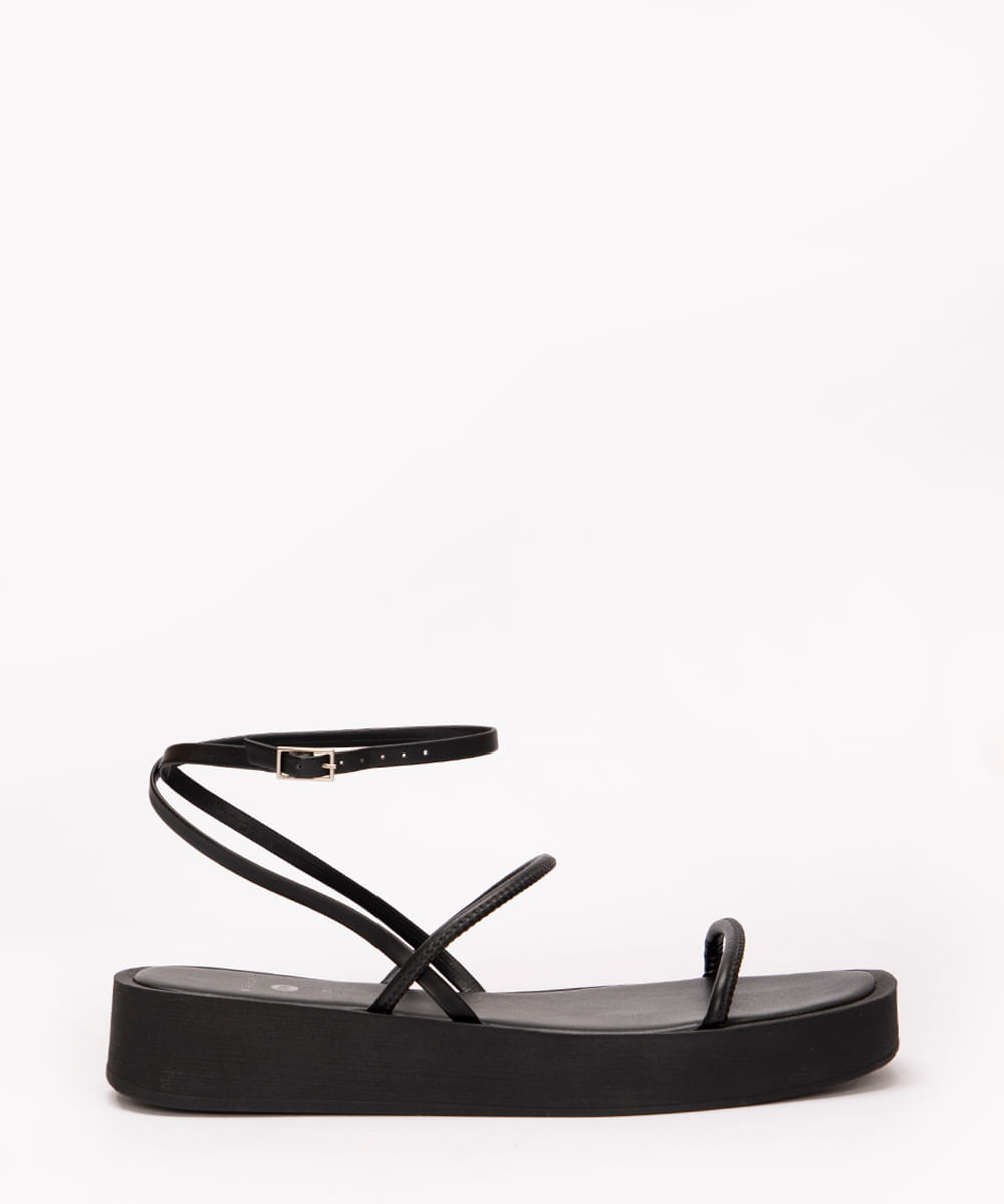 sandália flatform com tiras mindset preto