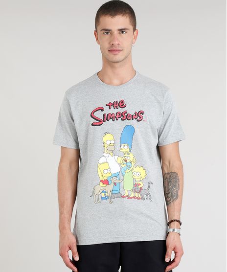 Camiseta-Masculina-Os-Simpsons-Manga-Curta-Gola-Careca-Cinza-Mescla-Claro-8674184-Cinza_Mescla_Claro_1