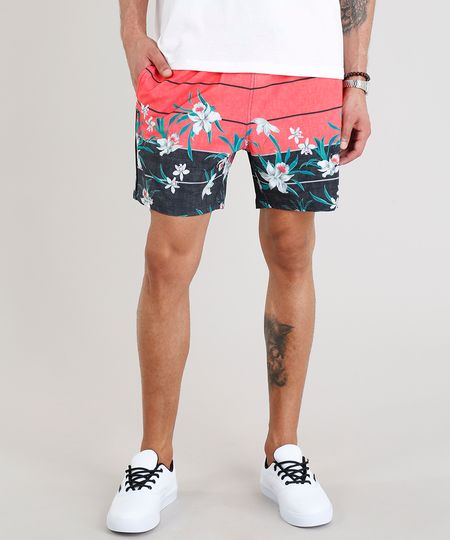 Short-Masculino-Estampado-Floral-com-Bolsos-Coral-9308697-Coral_1 Short-Masculino-Estampado-Floral-com-Bolsos-Coral-9308697-Coral_1