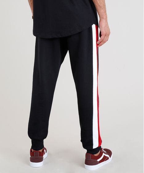 calça moletom com listra lateral masculina