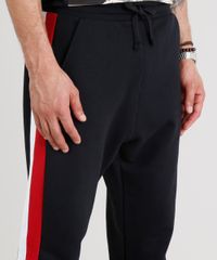 Calca-Masculina-Jogger-em-Moletom-com-Listras-Laterais-Preta-9312600-Preto_4
