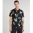 Camisa-Masculina-Estampada-de-Abacaxis-Manga-Curta-Preta-9250498-Preto_1